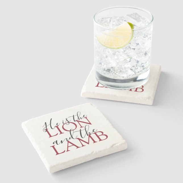 Christian Faith He is The Lion and The Lamb Steinuntersetzer (Seitenansicht)