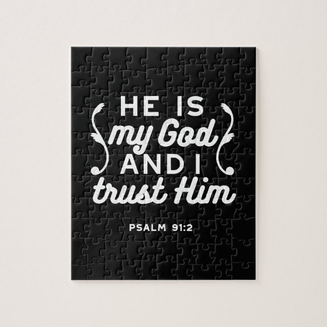 Christian Faith Quote – Trust in God Psalm 91:2 Puzzle (Vertikal)