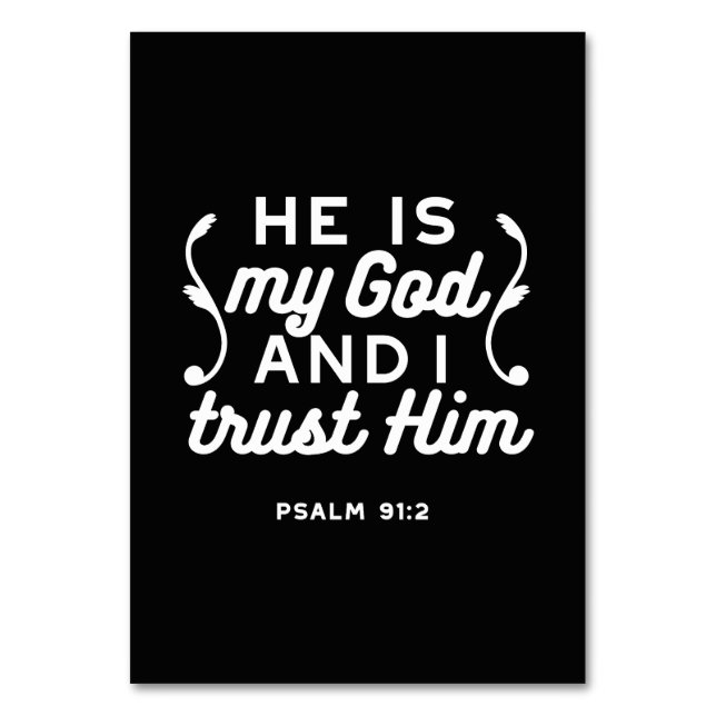 Christian Faith Quote – Trust in God Psalm 91:2 Tischnummer (Vorderseite)
