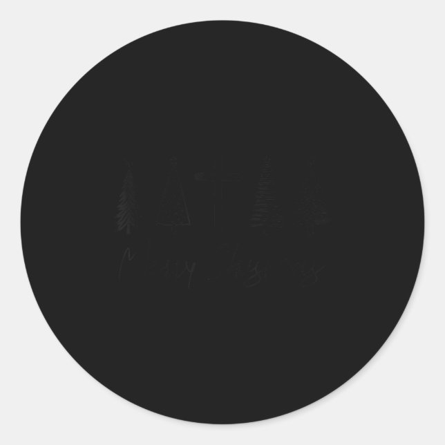 Christian Faith Simple Christmas Trees Cross Merry Runder Aufkleber (Vorderseite)