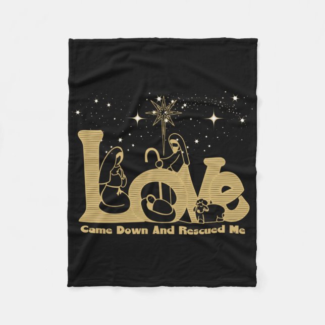 Christian Family Christmas Nativity Scene Gold T S Fleecedecke (Vorderseite)