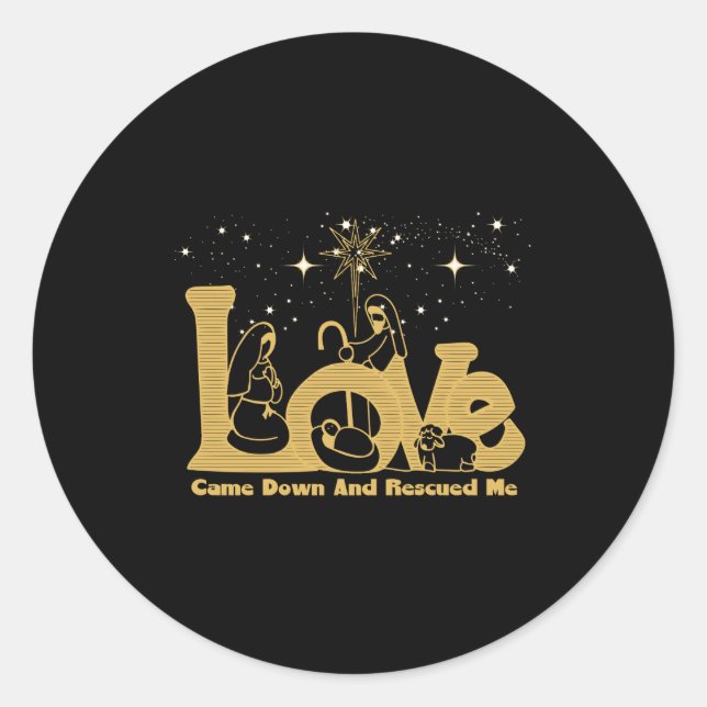 Christian Family Christmas Nativity Scene Gold T S Runder Aufkleber (Vorderseite)