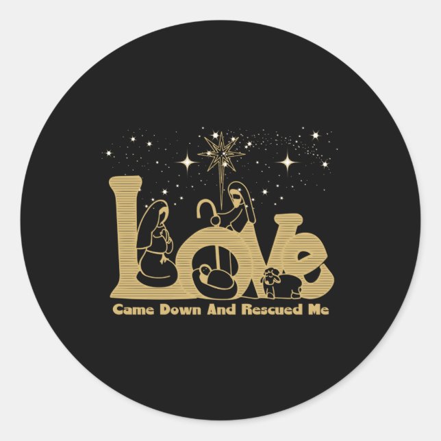 Christian Family Christmas Nativity Scene Gold T S Runder Aufkleber (Vorderseite)