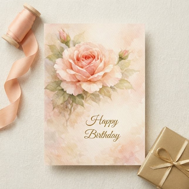 Christian Floral Birthday Card Blush Rose Karte (Von Creator hochgeladen)
