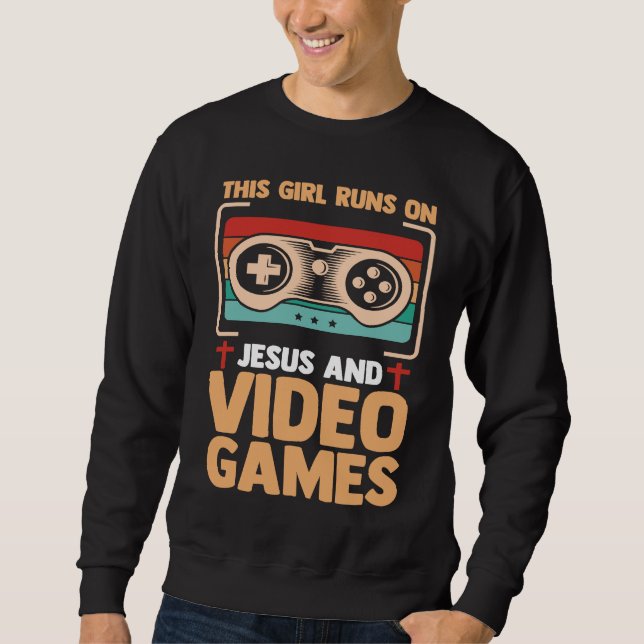 Christian Gamer This Boy Runs On Jesus And Video G Sweatshirt (Vorderseite)