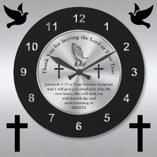 Christian Gifts for Pastors, Jeremiah 3:15 Große Wanduhr