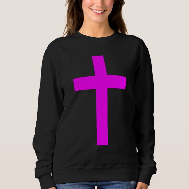Christian God Jesus Cross Magenta Sweatshirt (Vorderseite)
