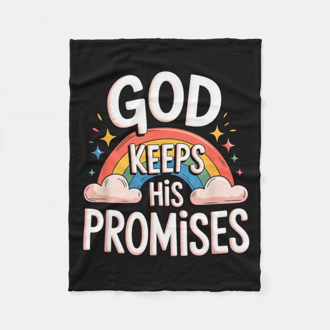 Christian God Keeps His Promises Rainbow Clouds  Fleecedecke (Vorderseite)