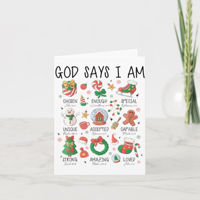 Christian God Say I Am Christmas Jesus Faith Bible Karte (Vorderseite)