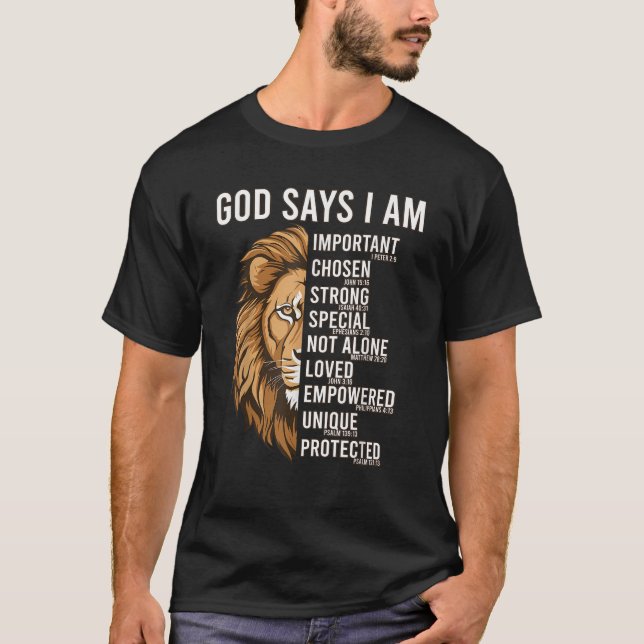 Christian God Says I Am Lion Bible Verse Jesus Ble T-Shirt (Vorderseite)