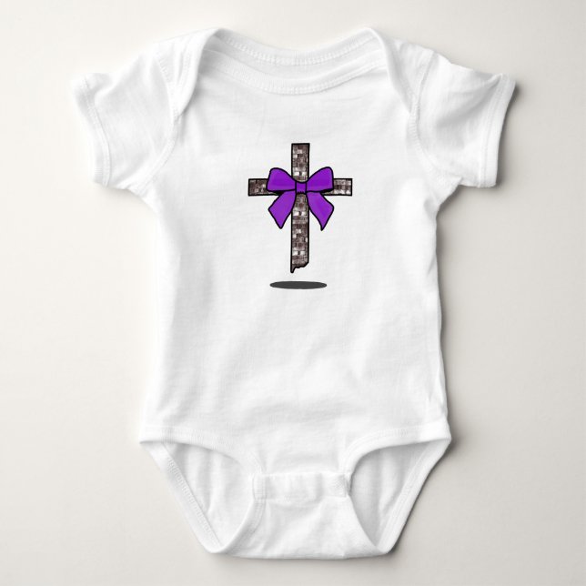Christian Inspired Floating Cross Baby Strampler (Vorderseite)