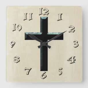 Christian Jesus Cross Quadratische Wanduhr
