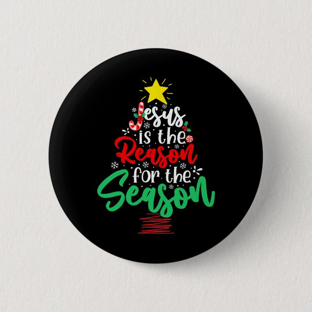 Christian Jesus Is The Reason Christmas Xmas Tree  Button (Vorderseite)