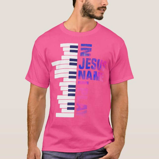 Christian Jesus Piano Player Pianist Keyboard Play T-Shirt (Vorderseite)