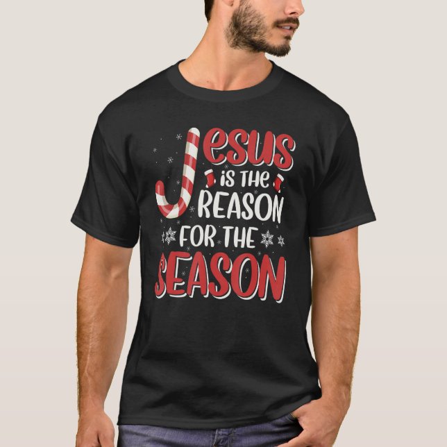 Christian Jesus The Reason Christmas Stocking Stuf T-Shirt (Vorderseite)
