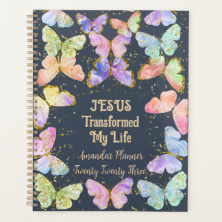 Christian Jesus Transformed My Life Butterfly Gold Planer