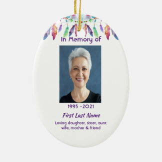 Christian Memorial Feathers Boho Tribal Native Keramik Ornament