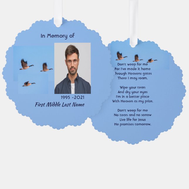 Christian Memorial Keepsake Canada Goose Outdoors Ornament Karte (Vorderseite/Rückseite)