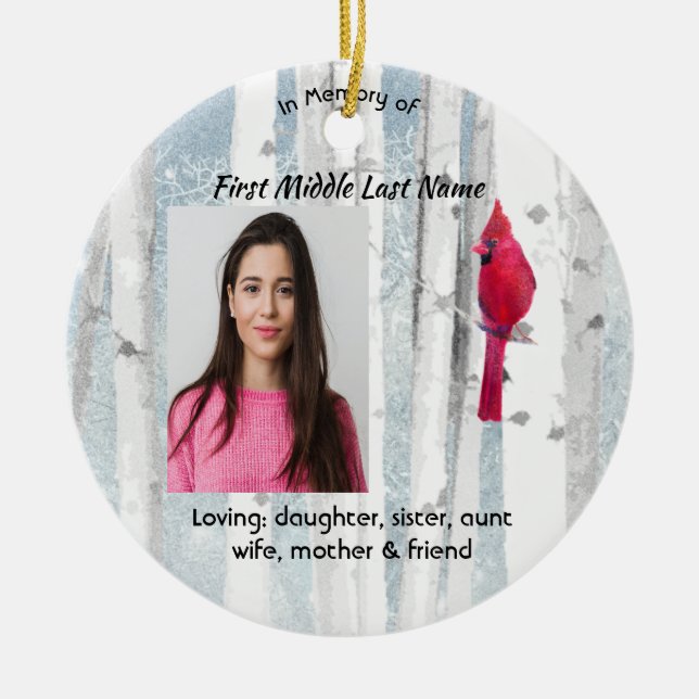 Christian Memorial Keepsake Cardinal Bird Keramik Ornament (Vorne)