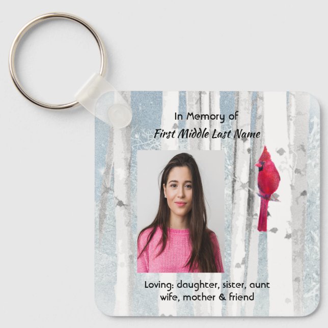 Christian Memorial Keepsake Cardinal Bird Schlüsselanhänger (Vorderseite)