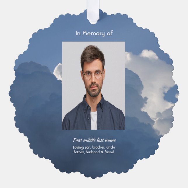 Christian Memorial Keepsake Clouds Sky Heavenly Ornament Karte (Vorderseite)