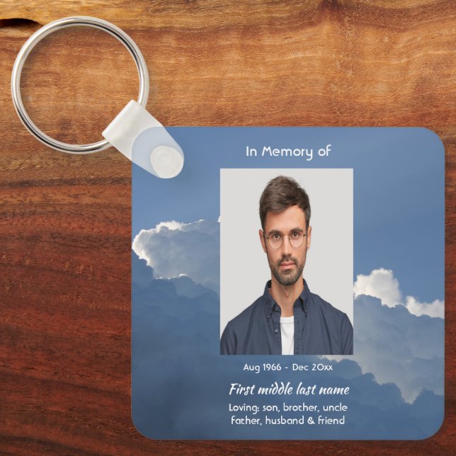 Christian Memorial Keepsake Clouds Sky Heavenly Schlüsselanhänger (Vorderseite)