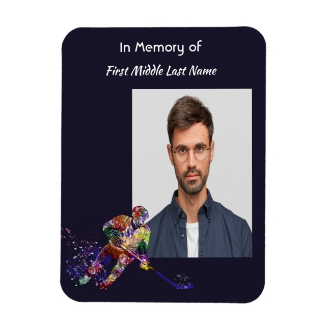 Christian Memorial Keepsake Hockey Player Sport Magnet (Vertikal)