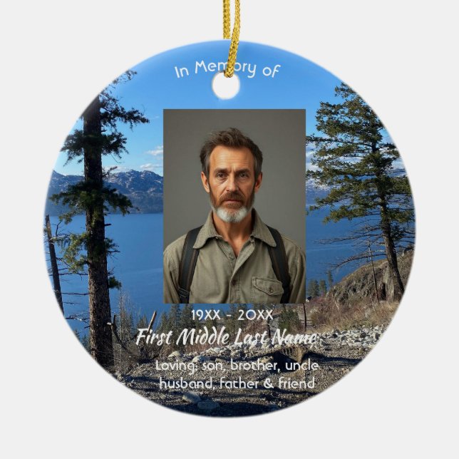 Christian Memorial Keepsake Lake  Forest Trees Keramik Ornament (Vorne)