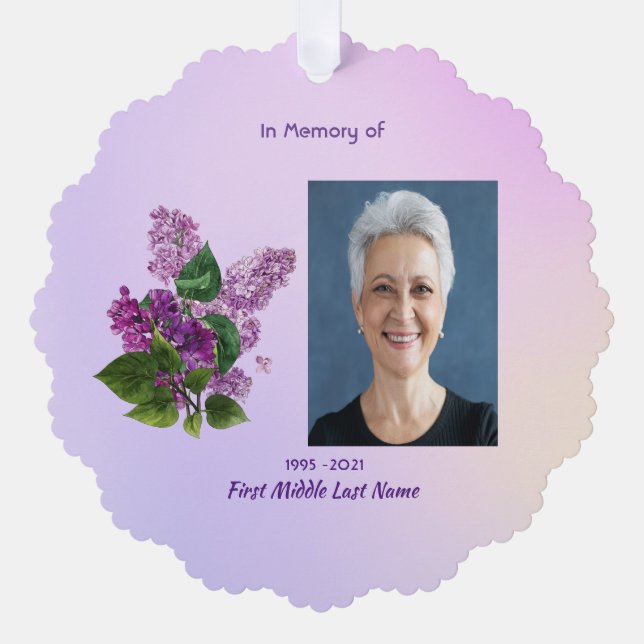 Christian Memorial Keepsake Lilac Garden Flower  Ornament Karte (Vorderseite)
