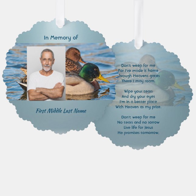 Christian Memorial Keepsake Mallard Ducks Bird Ornament Karte (Vorderseite/Rückseite)