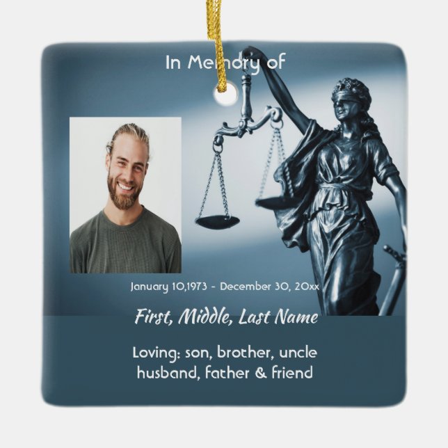 Christian Memorial Keepsake Scales Justice Law Keramikornament (Vorderseite)