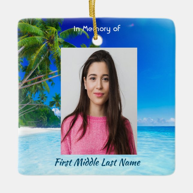 Christian Memorial Keepsake Tropical Beach Exotic Keramikornament (Vorderseite)