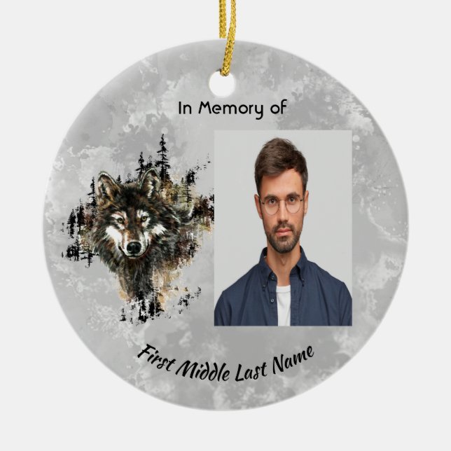 Christian Memorial Keepsake Wolf Wolves Animal art Keramik Ornament (Vorne)