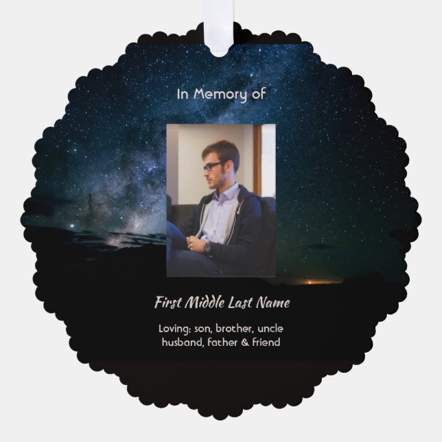 Christian Memorial Milky Way Starry Night Sky  Ornament Karte (Vorderseite)