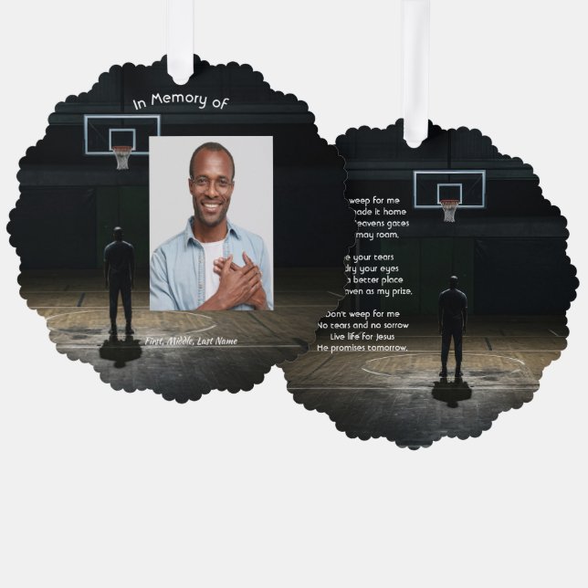 Christian Memorial Pocket Card Basketball Game  Ornament Karte (Vorderseite/Rückseite)