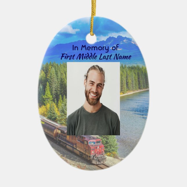 Christian Memorial Train Rail Tram Railway Keramik Ornament (Vorne)