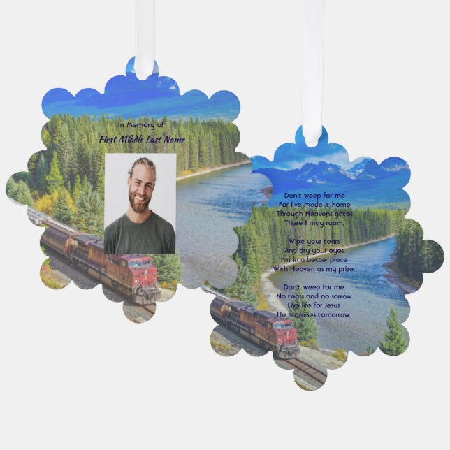 Christian Memorial Train Rail Tram Railway Ornament Karte (Vorderseite/Rückseite)