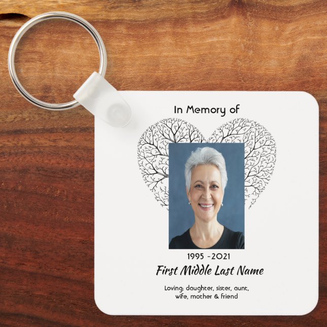 Christian Memorial  Tree of Life Heart Love Schlüsselanhänger (Vorderseite)