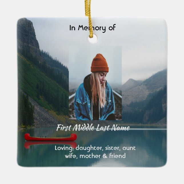 Christian Memorial Wilderness Lake Canoe Keramikornament (Vorderseite)