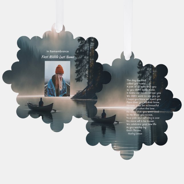 Christian Memory Keepsake Wilderness Lake Canoe Ornament Karte (Vorderseite/Rückseite)