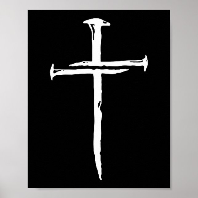 Christian Minimalist Three Nails Cross Religious J Poster (Vorne)