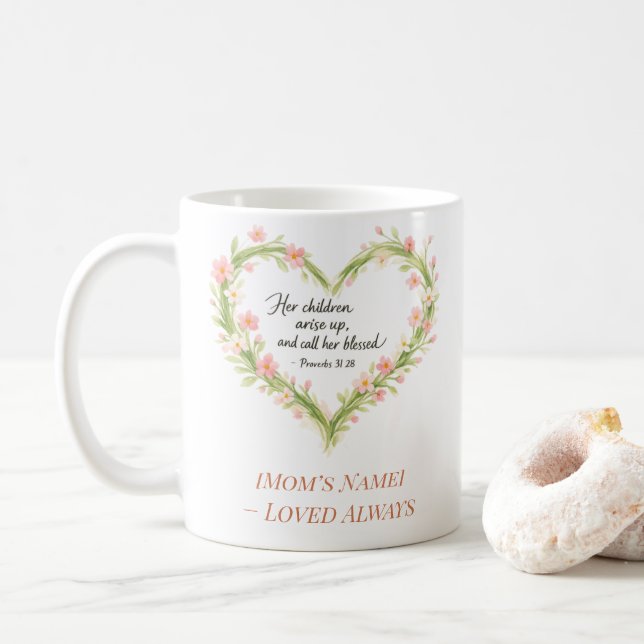 Christian Mother’s Day Floral Heart Mug Kaffeetasse (Mit Donut)