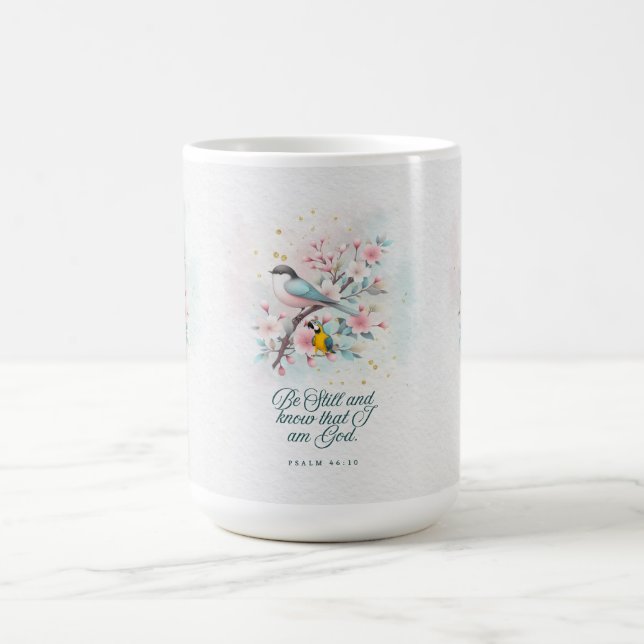 Christian Mug | “Be still” Floral Script Kaffeetasse (Mittel)