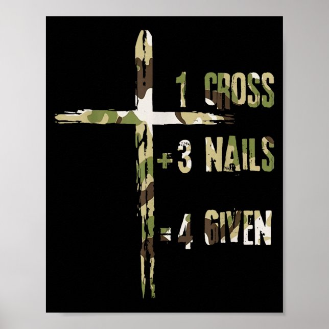 Christian One Cross Plus Three Nails Equals Forgiv Poster (Vorne)
