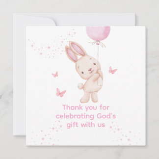 Christian Pink Girl Baby Shower Thank You Card Dankeskarte