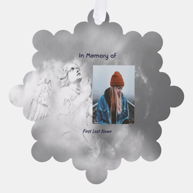 Christian Poem Memorial Keepsake Angel Sky Clouds  Ornament Karte (Vorderseite)