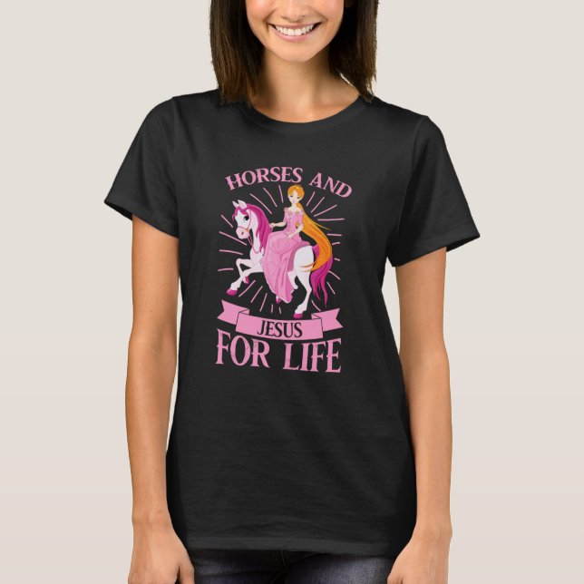 Christian Prayer Horses And Jesus God Believers Ki T-Shirt (Vorderseite)