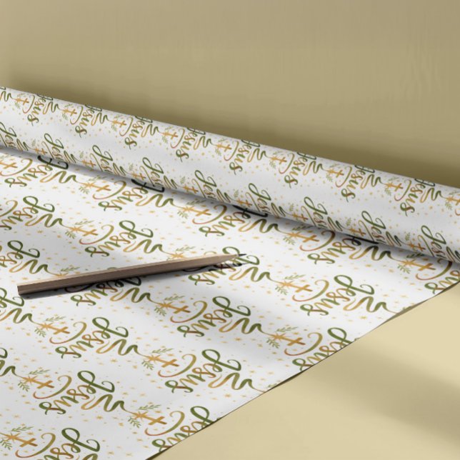 Christian Religion Theme Jesus Typography Cross Geschenkpapier (Von Creator hochgeladen)