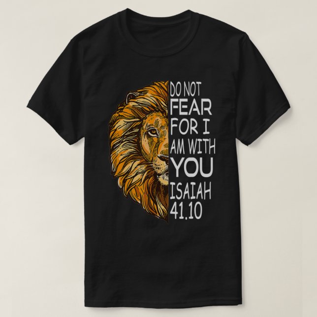 Christian Religious Bibel Gieß Sayings Lion Fear  T-Shirt (Design vorne)