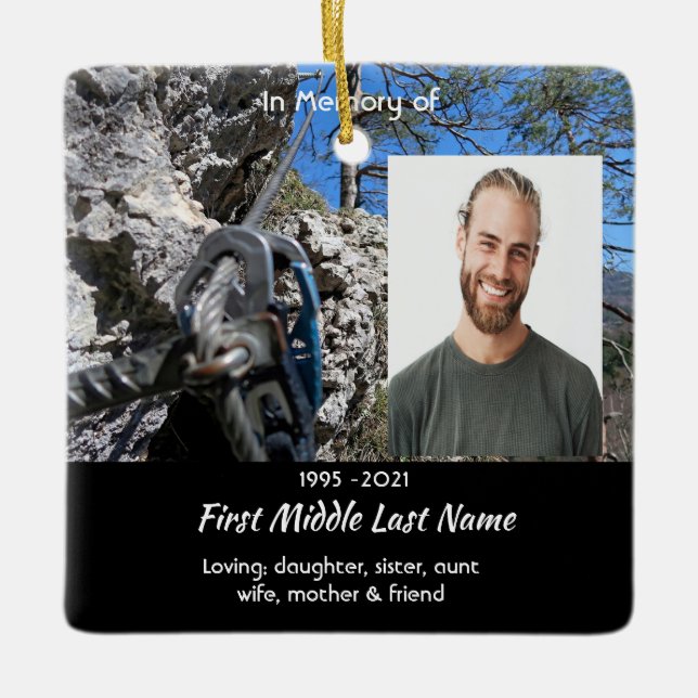 Christian Rock Climber Memorial Keepsake  Keramikornament (Vorderseite)